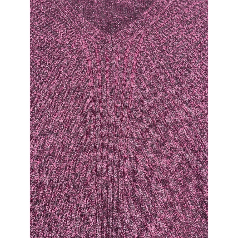 APT.9 Womens Sweater Size S Magenta V-neck Side Slits Sparkly Long Sleeve Knit - Picture 5 of 8